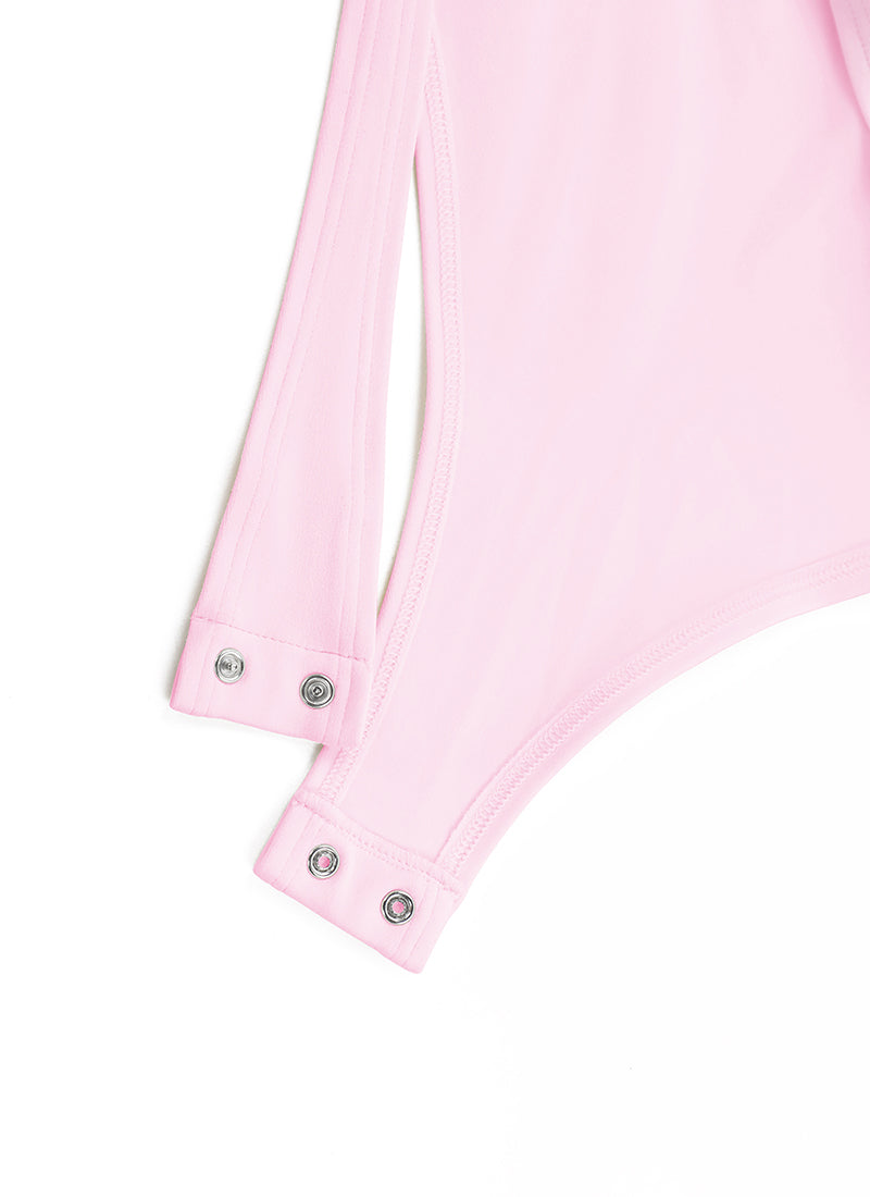 CRZ YOGA Women's Yoga Tight Fit Scoop Neck Short Sleeves Bodysuits Pink Peony