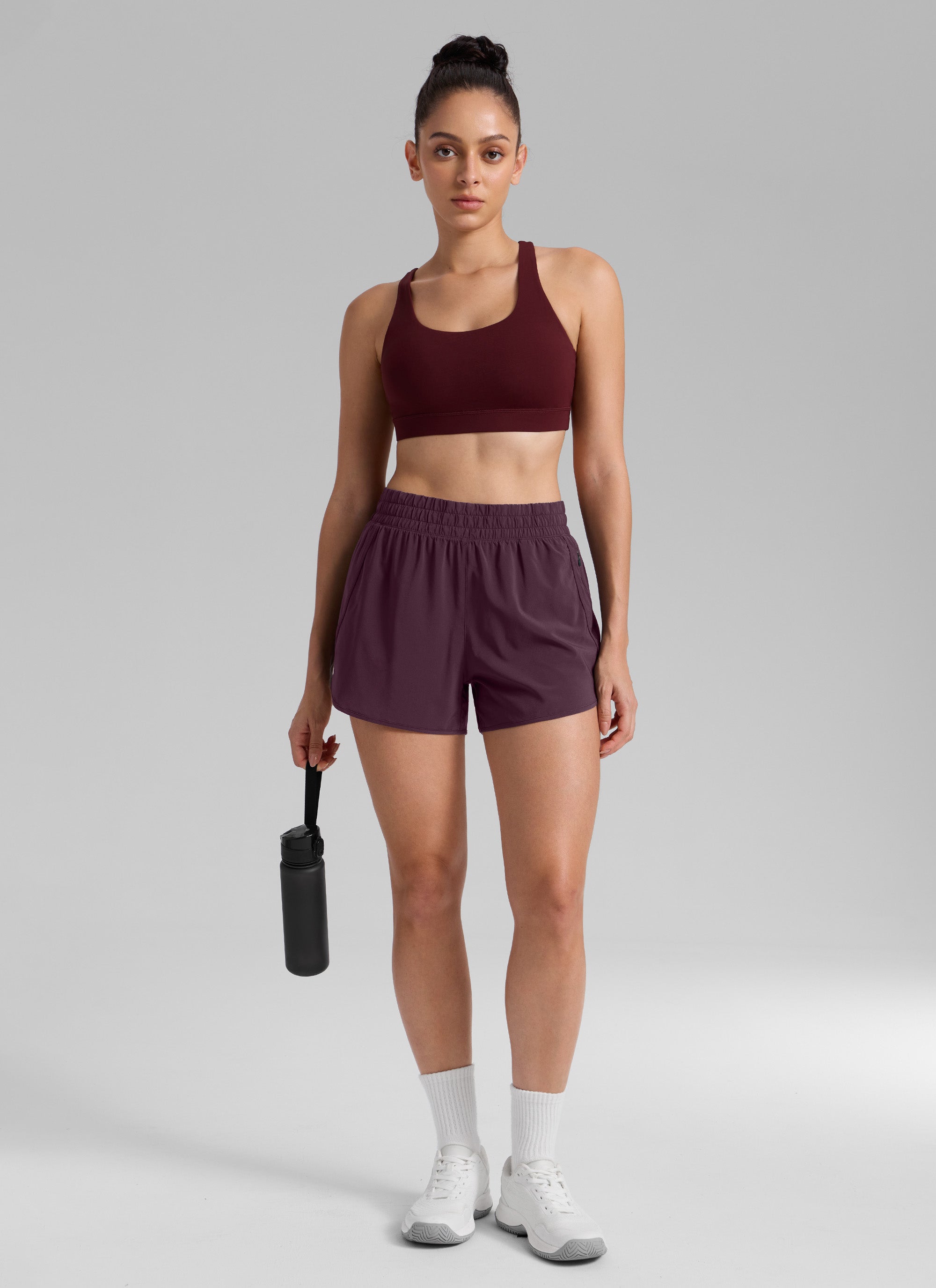 CRZ YOGA Women's Running High Waisted Mesh Lined Shorts 3'' Arctic Plum