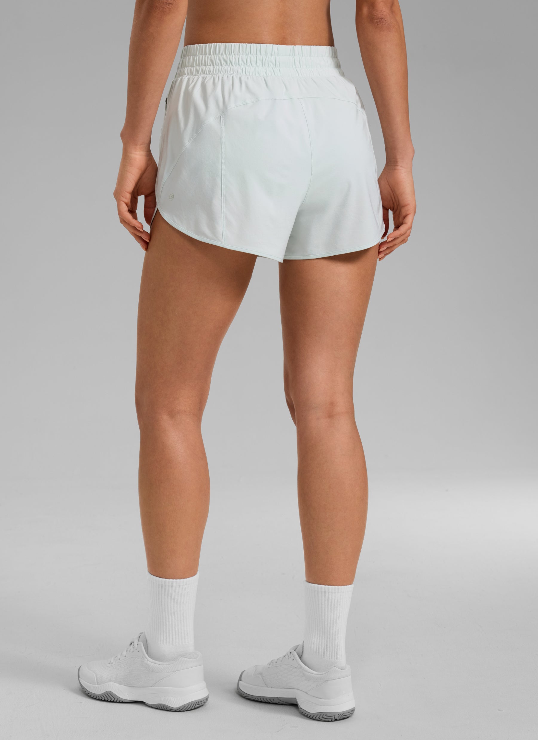 CRZ YOGA Women's Running High Waisted Mesh Lined Shorts 3'' Ocean Air